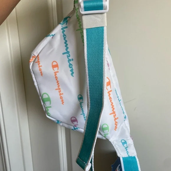 Champion White Logo Print Waist Pack with Teal, Pink, Lime and Orange Accents - Picture 2 of 4